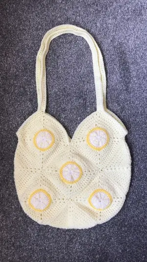 Crochet Lemon Slice Tote Bag