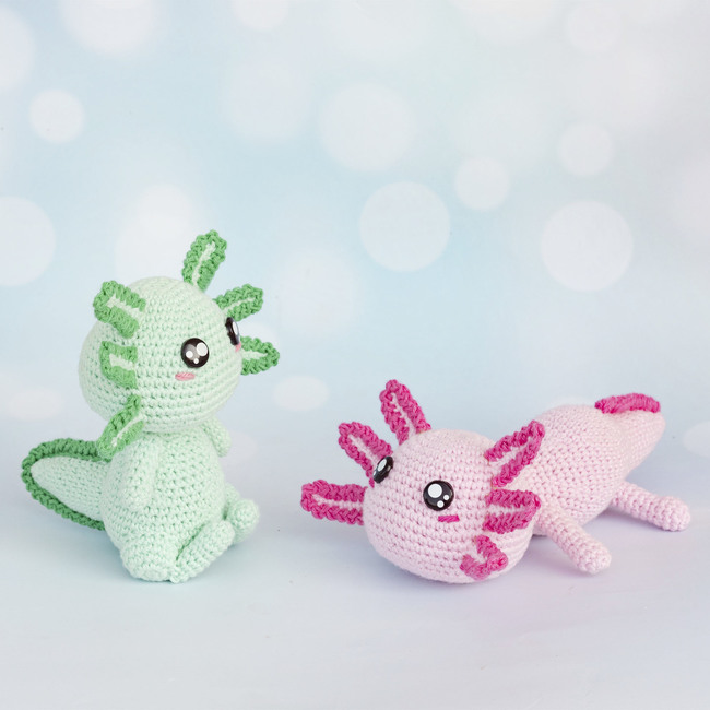 Axolotl crochet pattern in English, tutorial amigurumi kawai