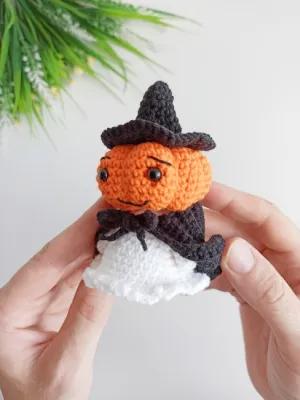 Ghost crochet pattern, amigurumi ghost halloween decor, easy crochet pumpkin pattern