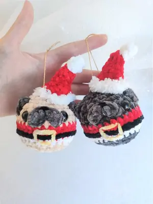 Santa & Elf Pug Ornament