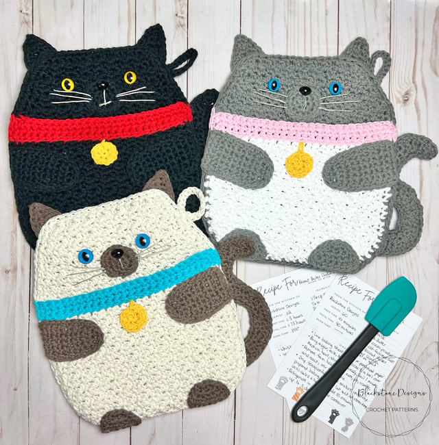 How to Make the Kitty Cat Pot Holder - Free Crochet Pattern - Blackstone  Designs Crochet Patterns