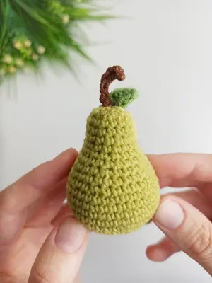 Crochet pear pattern, crochet fruit nursery decor easy crochet pattern