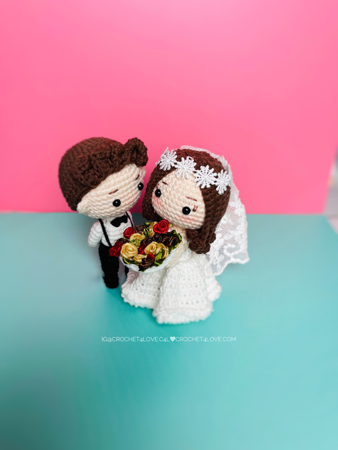 Customized] Crochet wedding doll photo frame - Shop Handmade