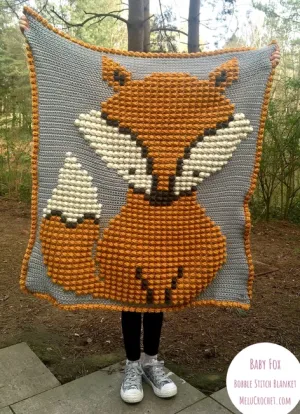 Baby Fox Bobble Stitch Blanket