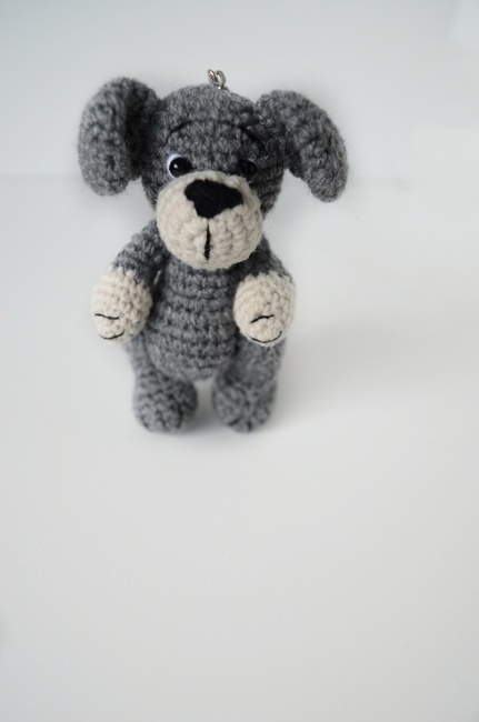 Plush crochet dog in a gift box Soft knitted dog Knitted toy Plush