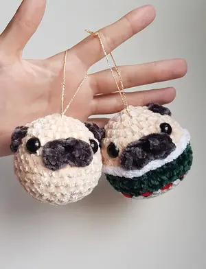 Christmas Pug Ornaments
