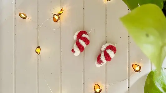 Crochet Candy Cane Earrings