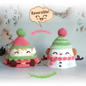 Reversible Christmas Elf and Snowman