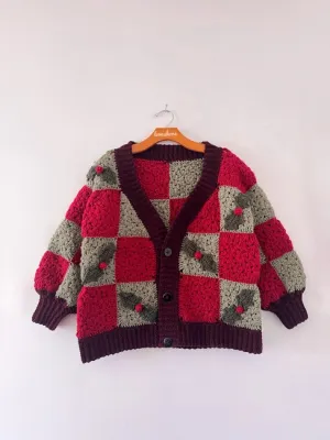 Holly Jolly Crochet Granny Square Holiday Cardigan