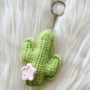 Icing Cow Print Saguaro Cactus Keychain