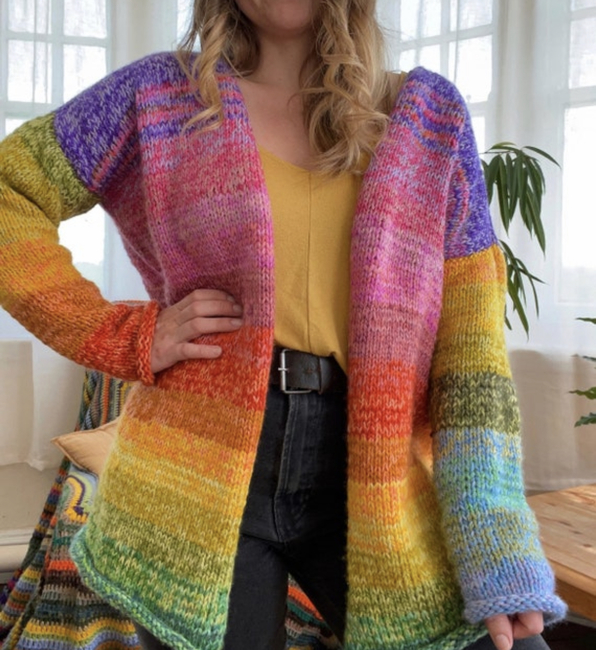 Rainbow Folk Cardigan: Knitting pattern | Ribblr