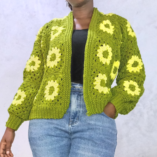 Daisy Granny Square Cardigan Crochet pattern Ribblr