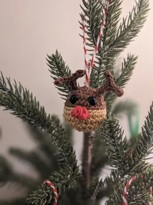 Mini Rudolf the Reindeer Crochet Bauble