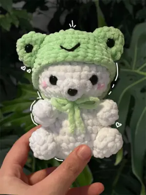 Cuute Bear With a Frog Hat