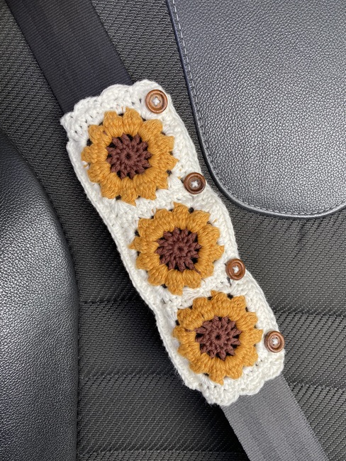 Sunflower seat belt cover Crochet pattern Ribblr