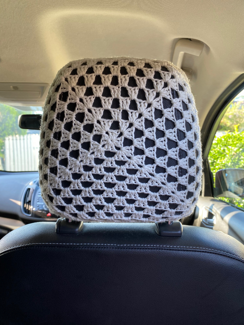 cute lil headrest covers for my new car :) : r/crochet