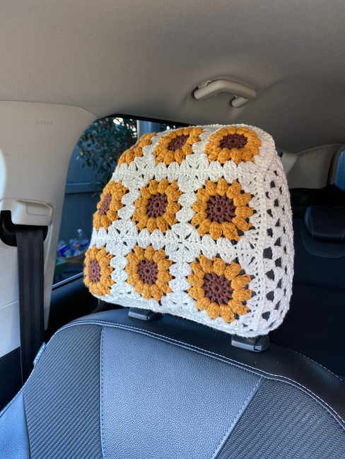 cute lil headrest covers for my new car :) : r/crochet