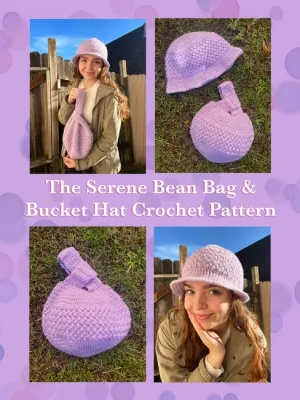 The Serene Bean Bag & Bucket Hat Set Crochet Pattern