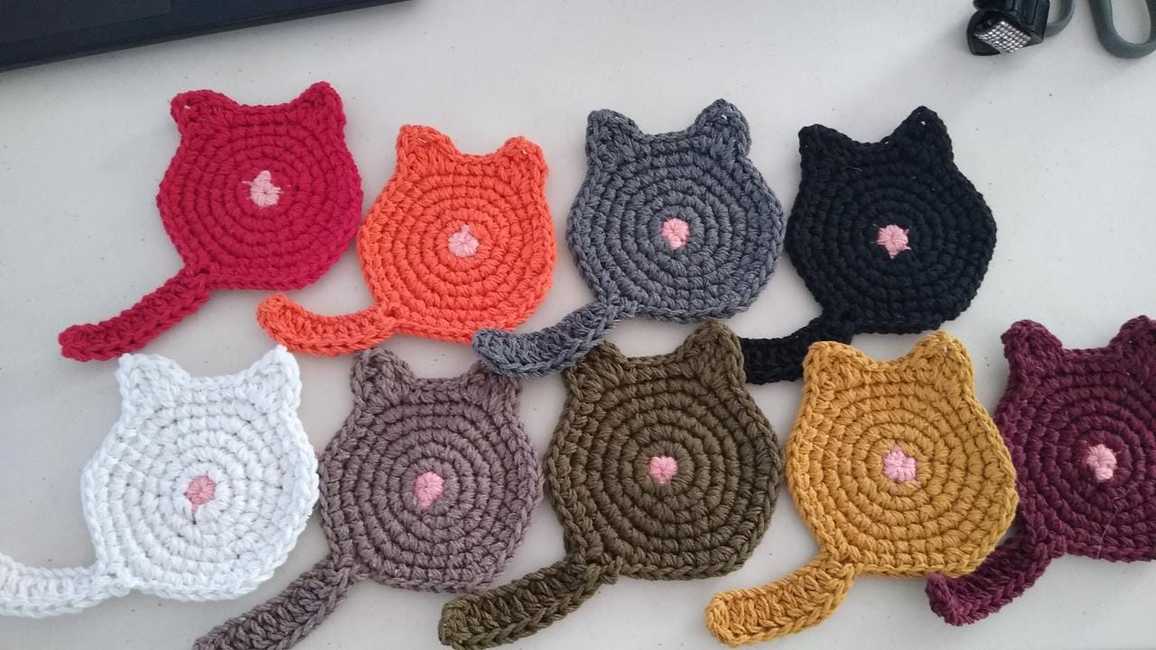 Crochet cat coasters Crochet pattern by Off the Wool Creations