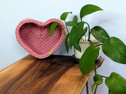 Crochet Heart Basket Set