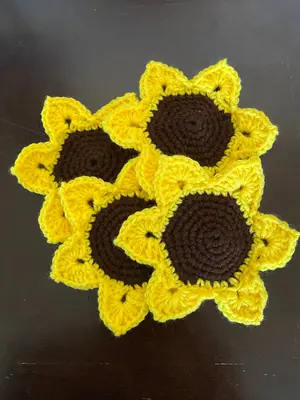 Crochet Sunflower Coaster Pattern