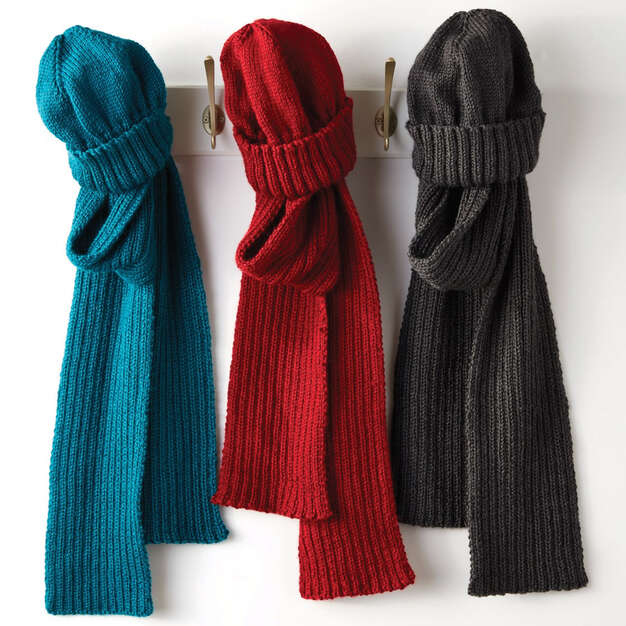 FREE Caron Mens Basic Hat and Scarf: Knitting pattern