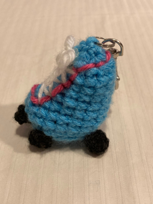 TwoWoollyBees Ready to Ship Crochet Roller Skate Key Ring - Made in Australia from 100% Organic Cotton