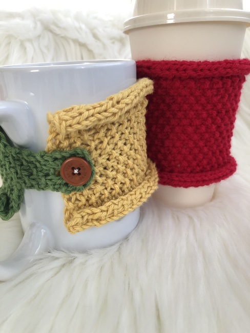 Basic Cup Cozy Knitting Pattern - PurlsAndPixels