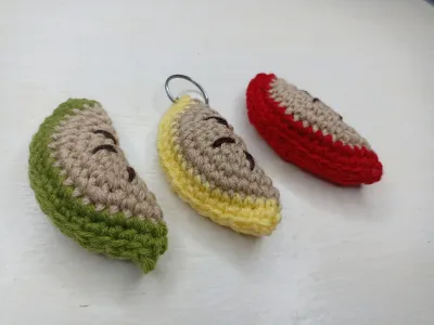 Apple Slice Keychain Crochet Amigurumi