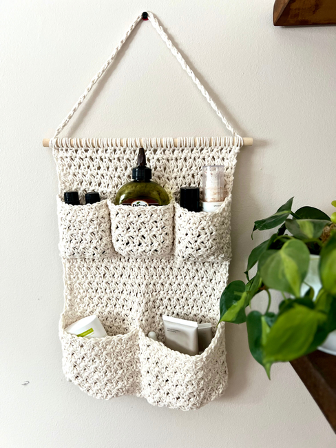 Small Crochet Basket, Bathroom Organizer, Crochet Storage Basket