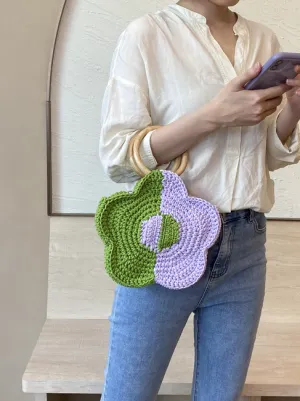 Color clash flower crochet bag pattern #CCFB-01 | Crochet shoulder bag, Crochet hand bag, Crochet tote bag