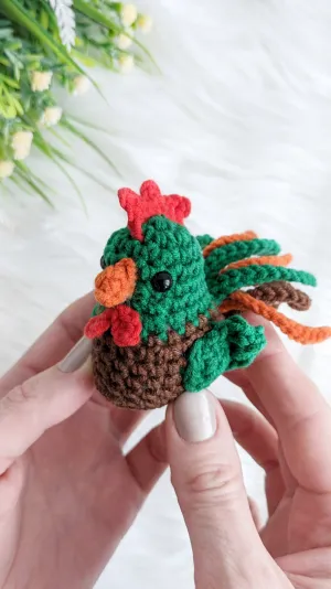 Rooster amigurumi pattern, crochet chicken, bird crochet pattern, crochet farm animals