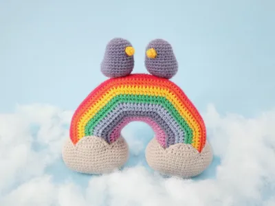 Rainbow and Lovebirds Amigurumi