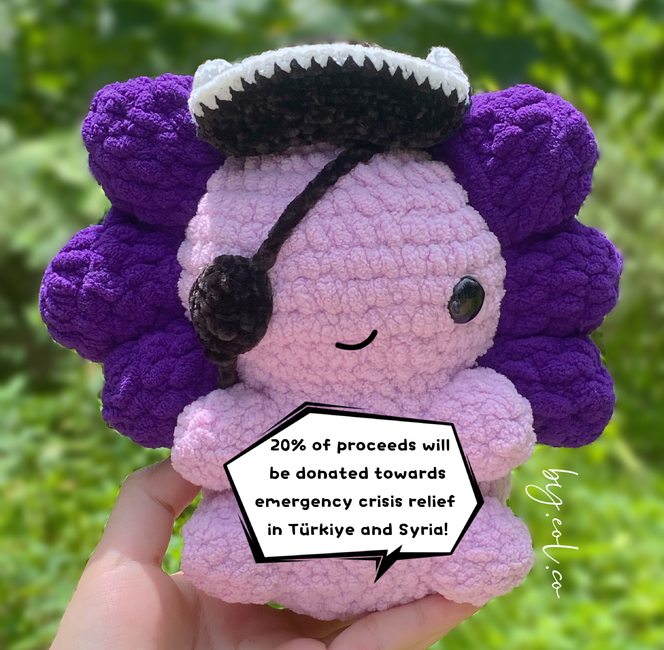  BlisteriArt Handmade Crochet Violet Axolotl Stuffed