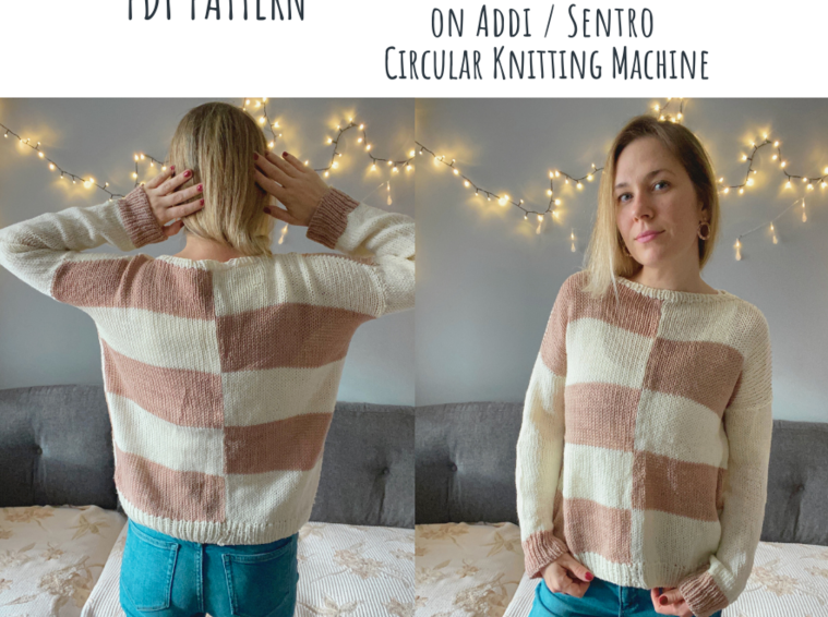 Trendy knitted sweater made by sentro knitting machine