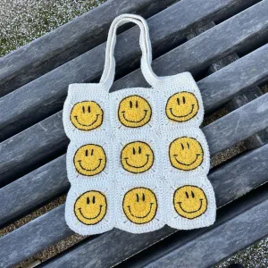 Crochet Smiley Granny Square Tote Bag Pattern