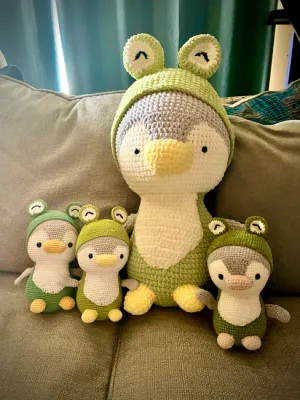 Penguin in a Frog Costume Amigurumi Pattern