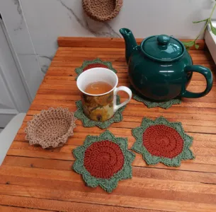 Succulent Plant Pot Coaster Set Crochet Pattern & Chart