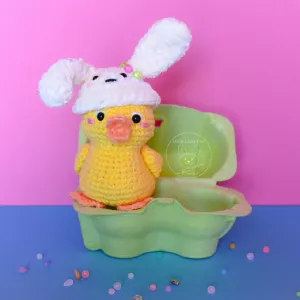 Ducky with funny bunny hat