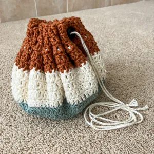 Emery Drawstring Bag // Small Crochet Pouch