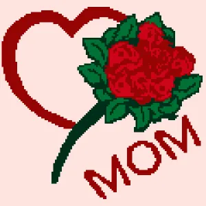 Mom heart with roses graphghan 120 x 120