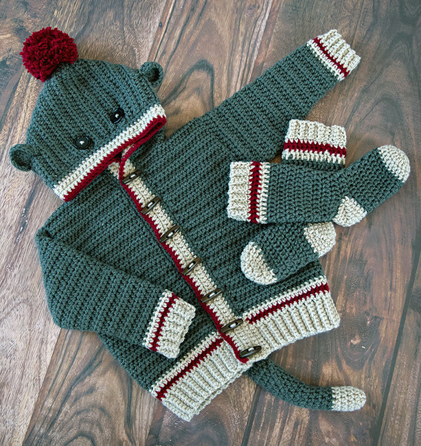 Sock Monkey Hoodie Socks Crochet pattern Ribblr