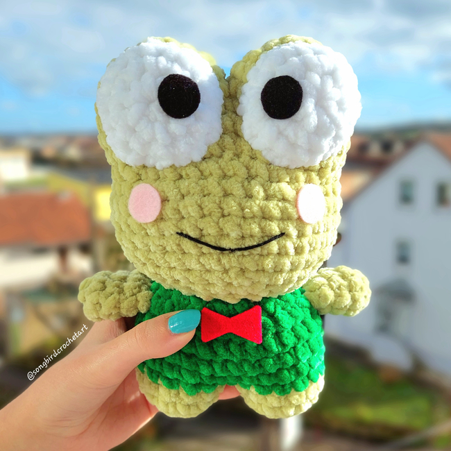 Super Soft Crochet Frog Plushie, Amigurumi Kawaii Plush Stuffed Animal Toy