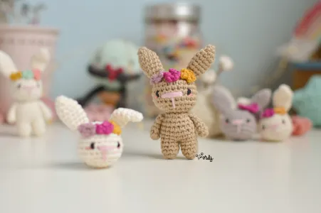 Mini amigurumi rabbit keychain