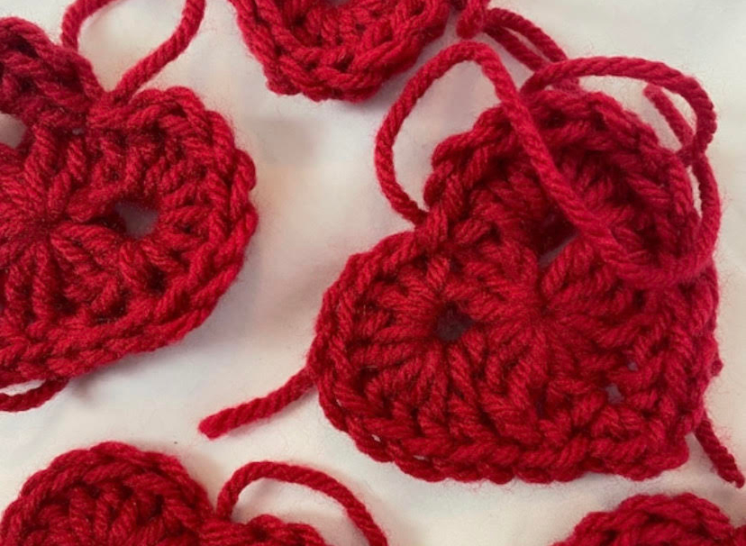 Red Heart Crochet Flower Tote Bag