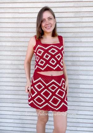 Crochet Granny Square Set Pattern - Crochet Skirt and Crochet Tank Top