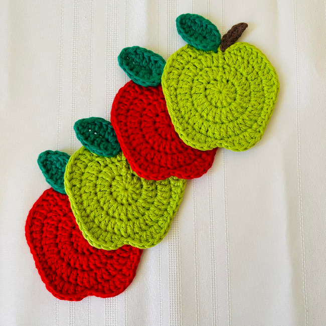 Crochet Apple Coaster Crochet