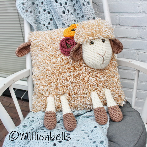 Sheep Pillow Cover Animal: Crochet pattern