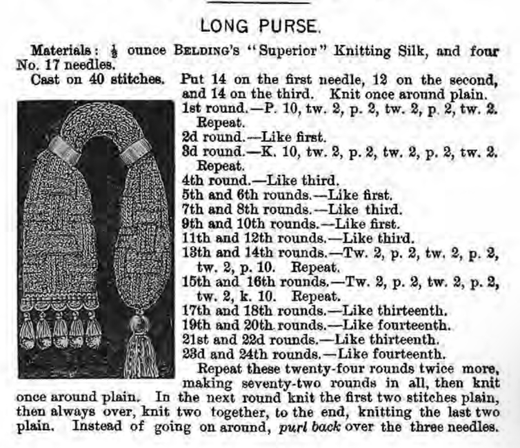 FREE Victorian longpurse aka Misers: Knitting pattern