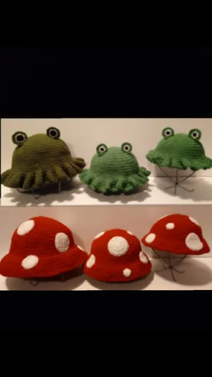 Mushroom and frog bucket hat pattern